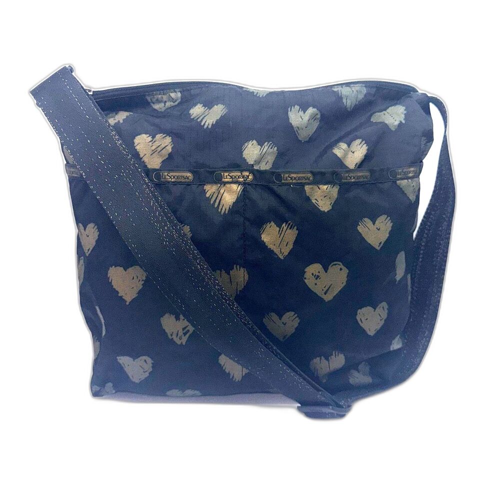 LeSportSac Gold Heart Pattern Crossbody Bag - Black